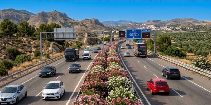 FARBENFREUDE MIT EINEM DUNKLEN BEIGESCHMACK: DIESES GEHEIMNIS VERSTECKT SICH HINTER DEN OLEANDERN AN DER SPANISCHEN AUTOBAHN